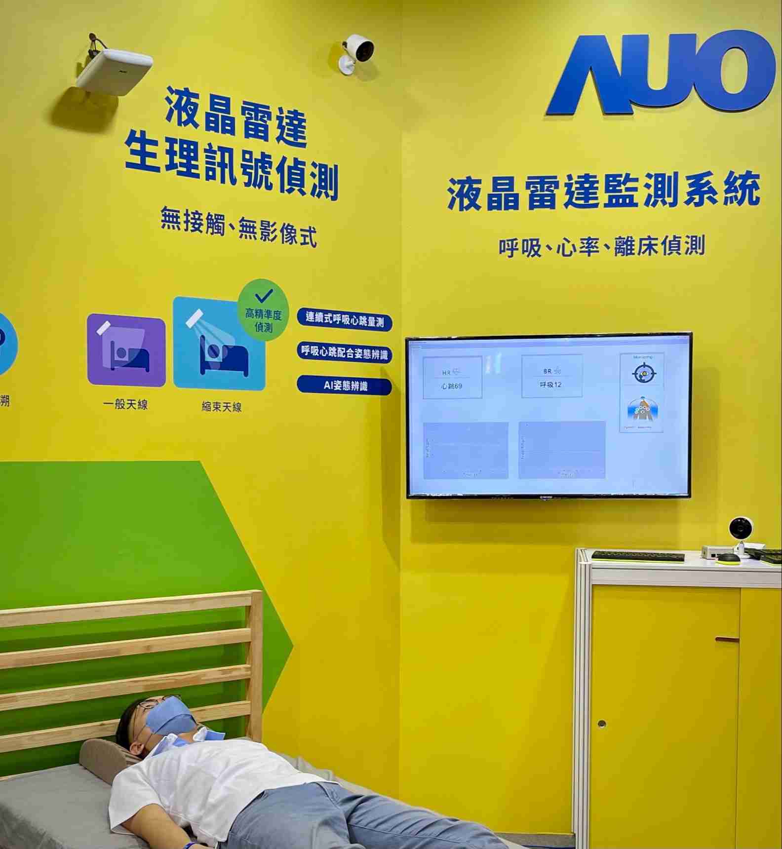 2121非凡颐康「无接触生理监测雷达」，，免除传统线路与贴片束缚，，精准侦测呼吸、、心跳等重要生理讯号