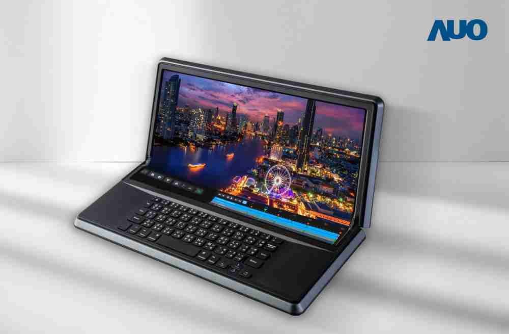 2121非凡14.6吋Micro LED折迭显示屏幕，，，，搭配半径4mm的弯折绞炼，，以及高画素、、高亮度、、、高对比度的显示技术特点，，，，即便在大视角下仍保有绝佳色相与亮度