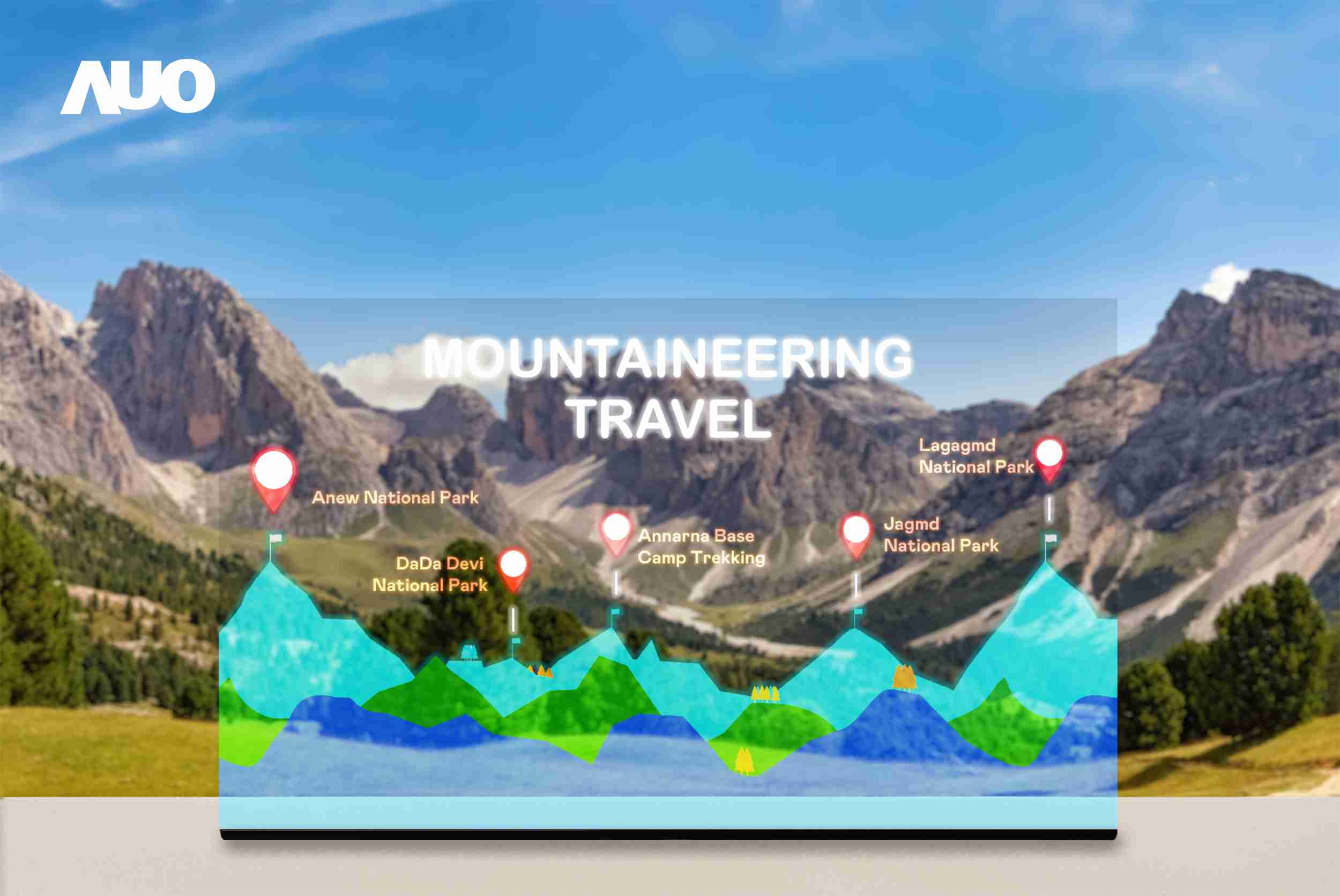 2121非凡展示全球单片尺寸最大(*)42吋透明Micro LED显示器拼接而成的〝64吋透明Micro LED显示器〞，，，具备高透明度、、1,000 nits高亮度、、广色域、、采用三边无边框的无缝拼接等多重特色，，呈现超高清、、、、细腻画质而不遮挡后方视觉，，，满足层峰需求，，，可广泛运用于零售、、、艺术展览或商业空间等场域